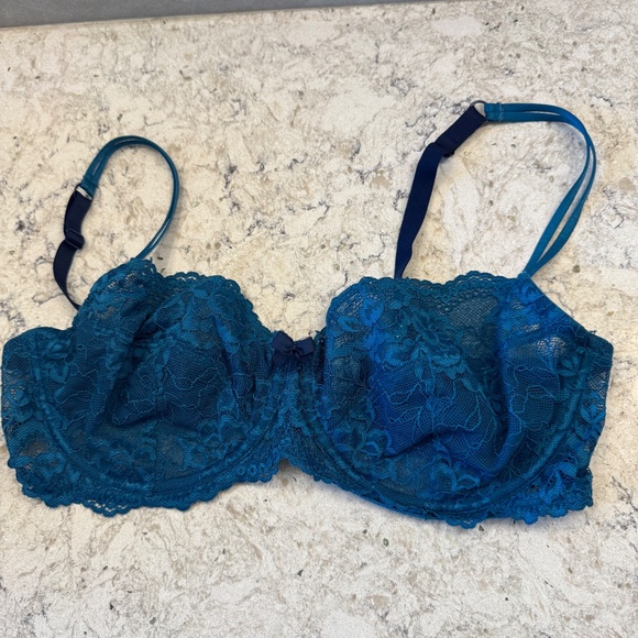 Women's Gilligan & O'Malley 38D  aqua blue lace sheer bra - Picture 14 of 14